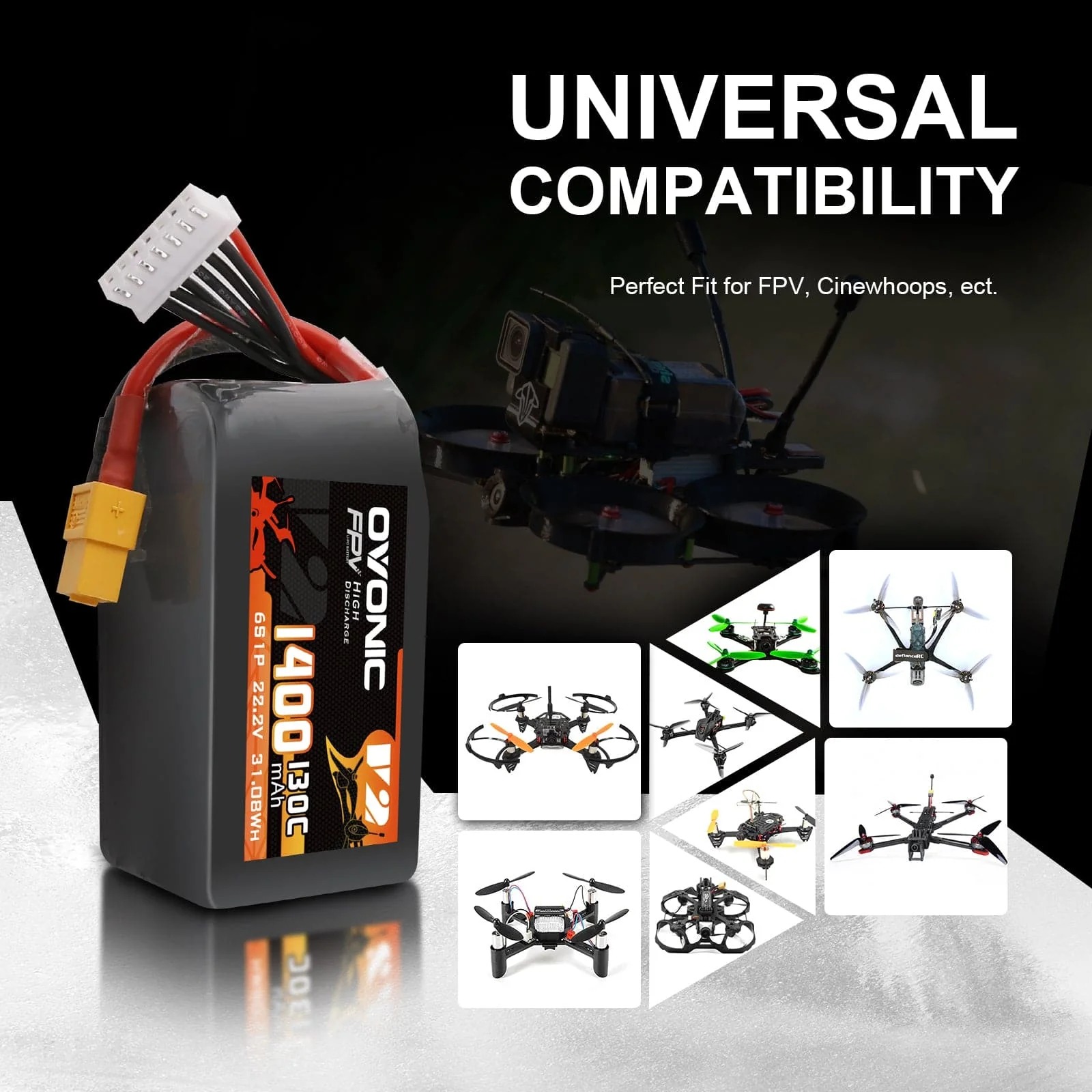 Ovonic 6S LiPo Batterij 22.2V  - Walksnail Avatar Hd Goggles X recensie en prijs